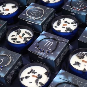 Velas de cristal del zodiaco con pulseras de piedras preciosas