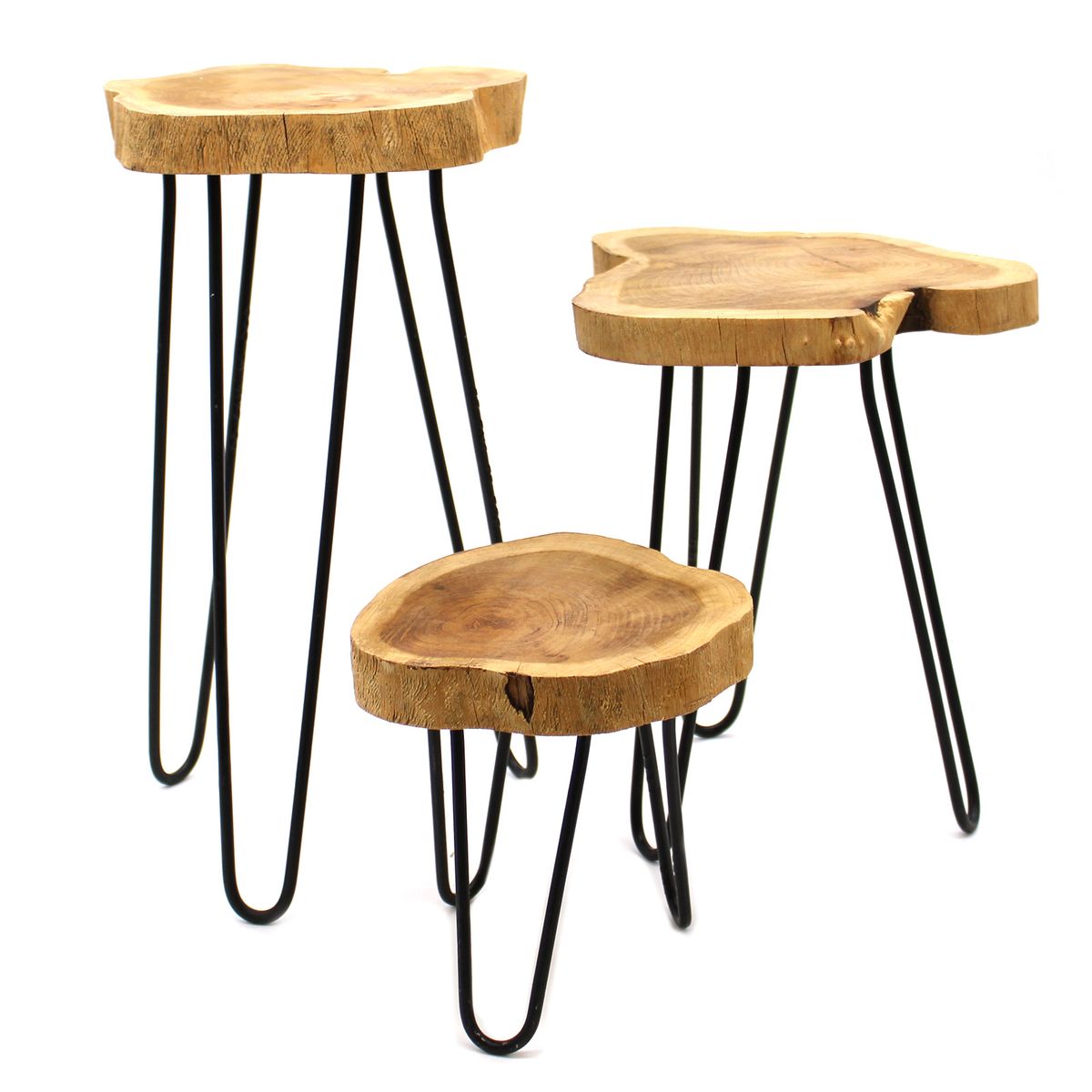 Conjunto de 3 vasos de madeira Gamell - Natural