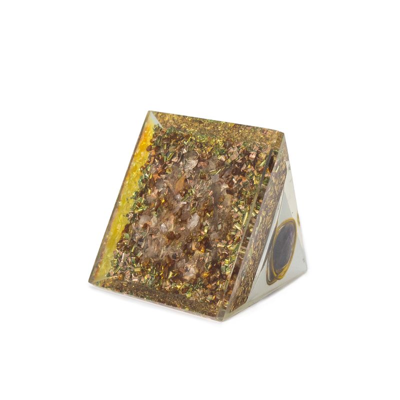 Med Orgonite Pyramid 7x6cm - Wrapped Amethyst - Copper Chips