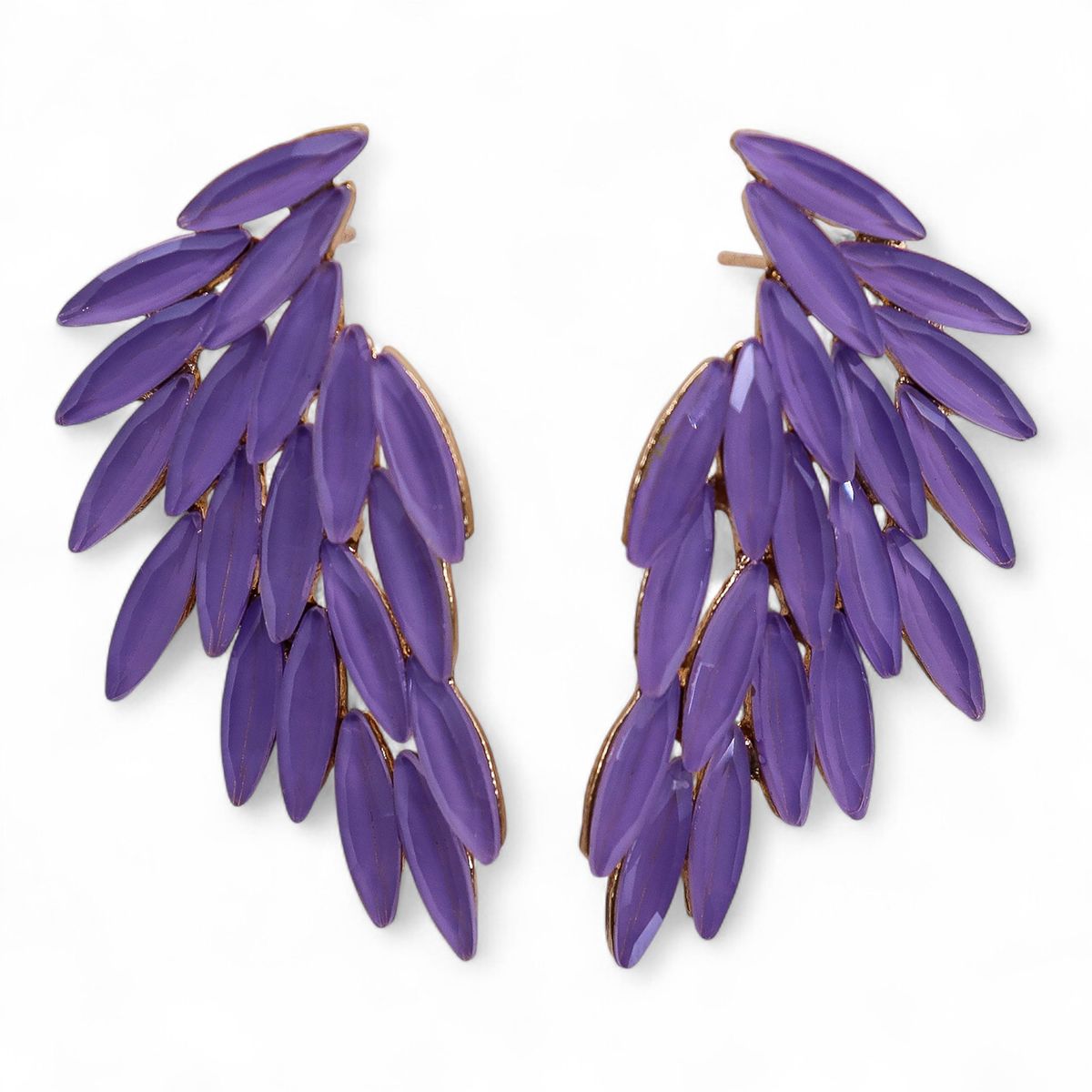 Brincos de cristal vintage - Asas de anjo - Lavanda