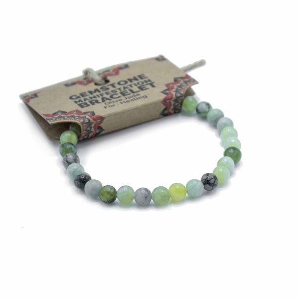Bracelet de Manifestation en Gemmes - Olive Jade - Guérison
