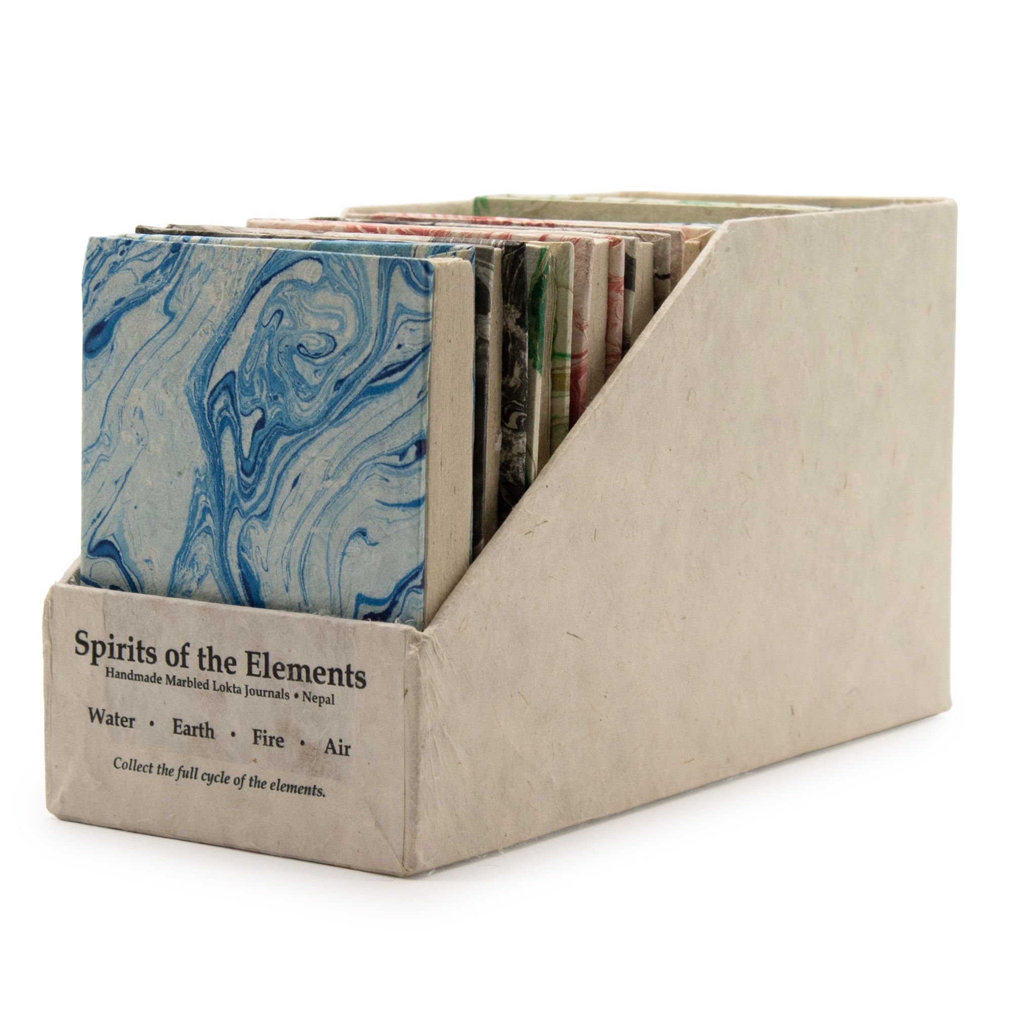 Med Marbled Four Elements Notebooks - (12x8cm) - 40 leafs (6x2 assorted Des) - In Display Case