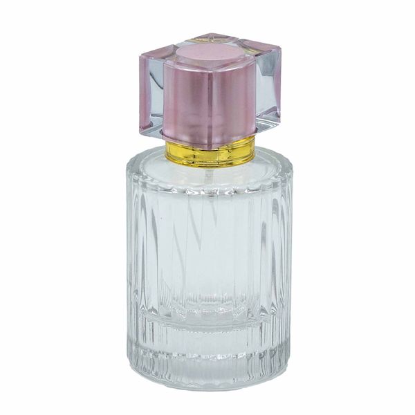 Rose Doux - Flacon rond nervuré de 50 ml, vaporisateur et bouchon