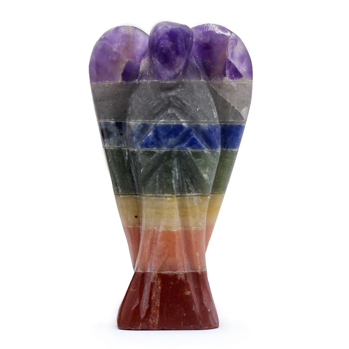 Anjo de Pedras Preciosas Esculpido à Mão - Sete Chakras (aprox. 5 cm)