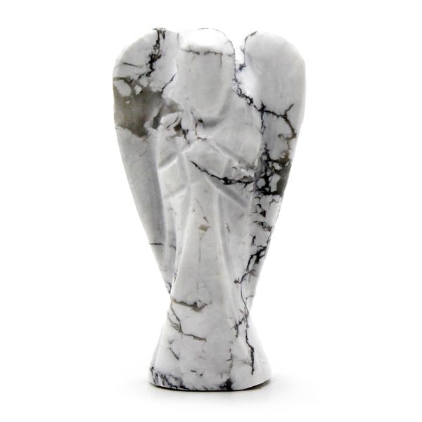 Anjo de Pedra Preciosa Esculpido à Mão - Howlite Branco