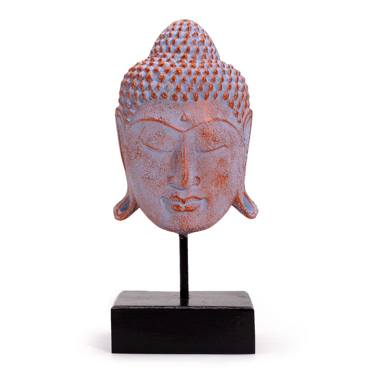 Cabeça de Buda Serenidade Grande sobre Suporte - Cobre Azul