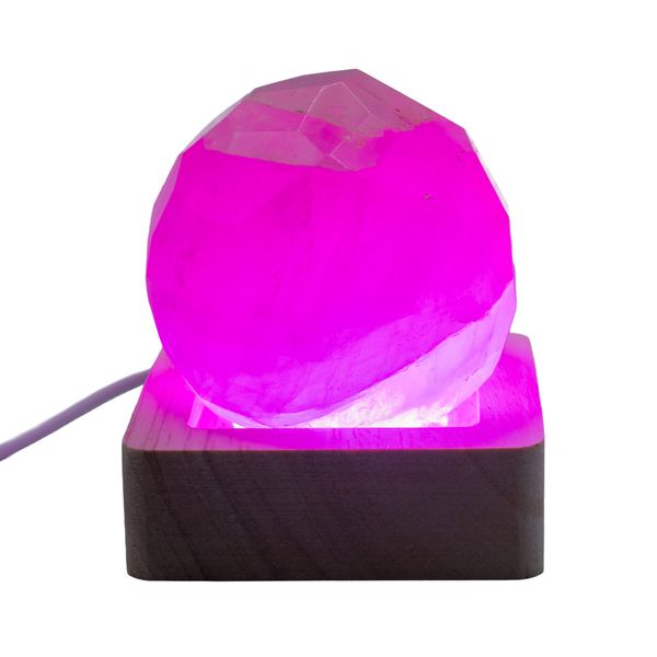 Base USB LED de Madeira Quadrada 6 cm - Multicolorido