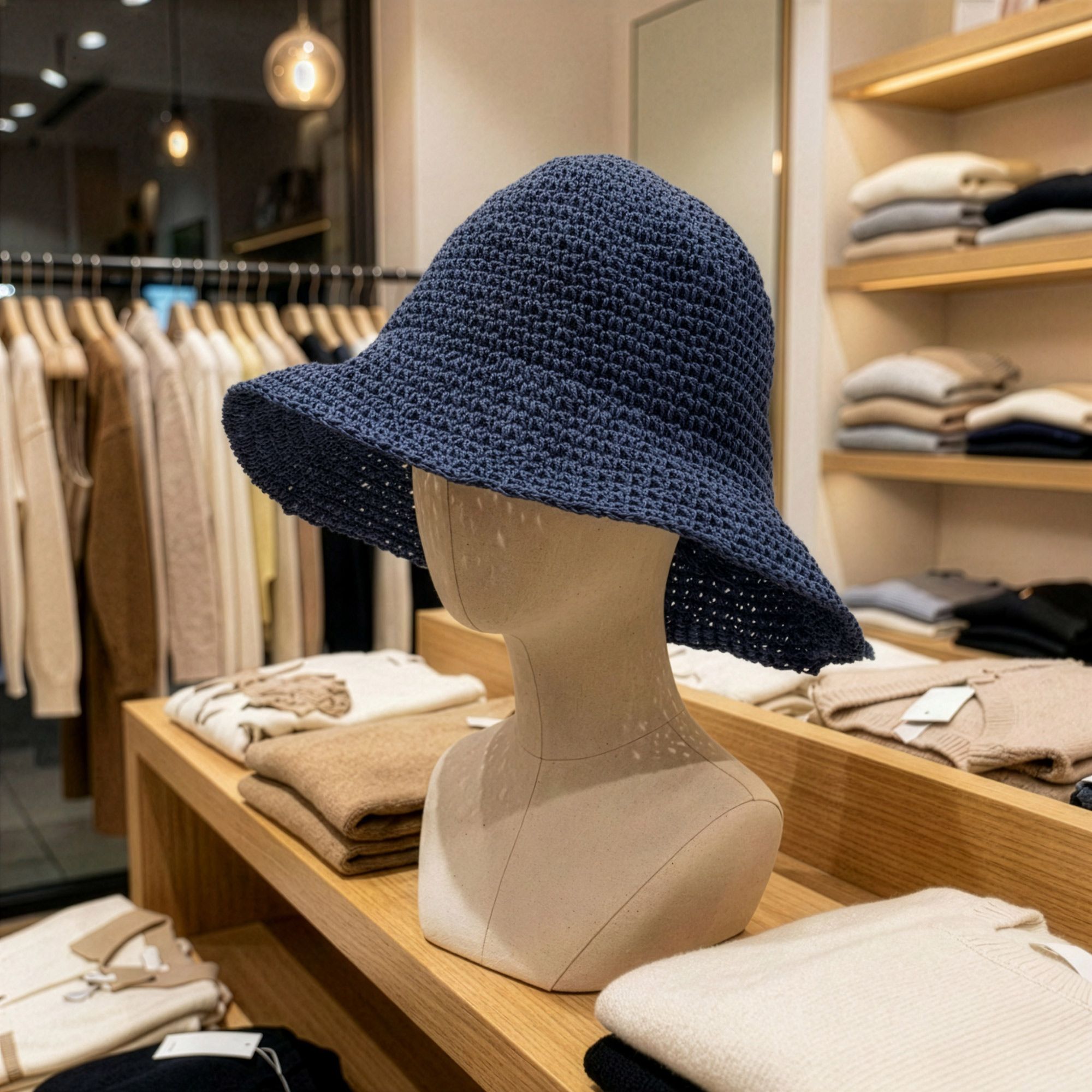 Nomad Sari Sombrero de paja de ala blanda para el sol - Azul marino