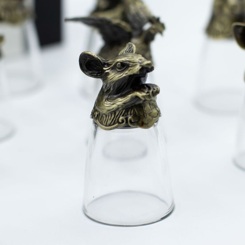 Vasos de chupito Bottom Up (25ml) - Bosque y Criaturas Místicas - Bronce Antiguo