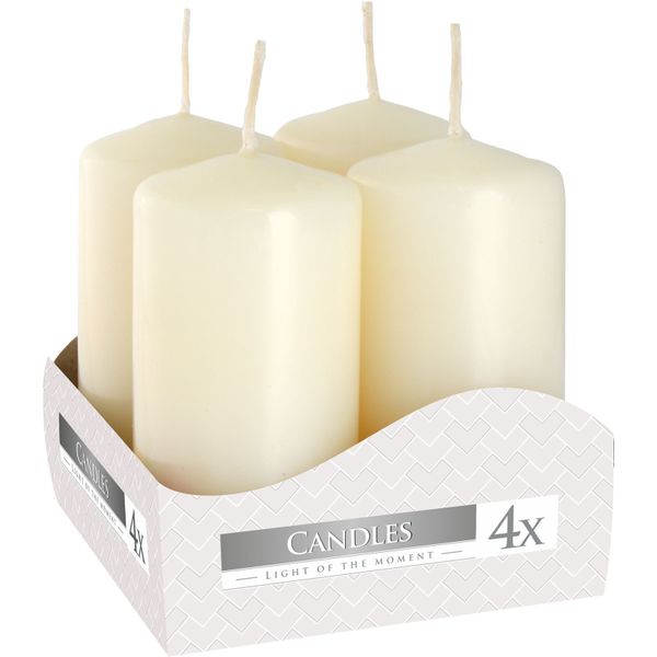 Conjunto de 4 Velas Pilares 40x80mm - Marfim