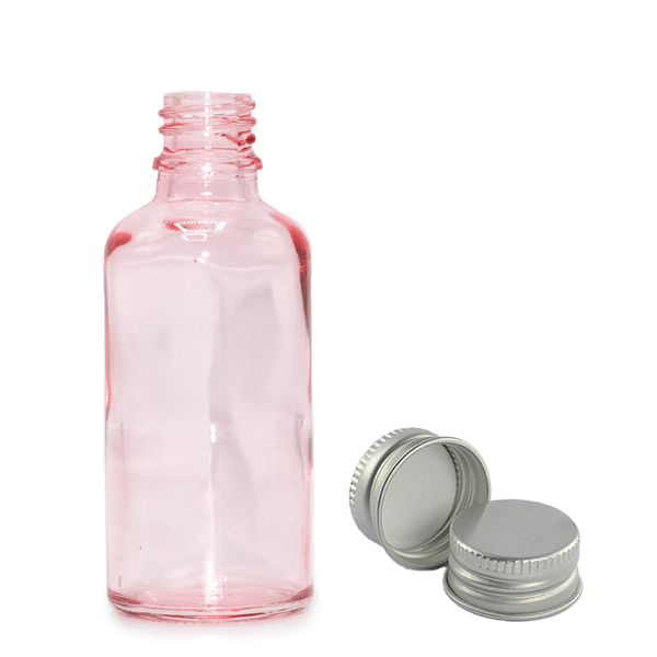 Ružičasta Staklena Bočica s Aluminijskim Čepom 50ml