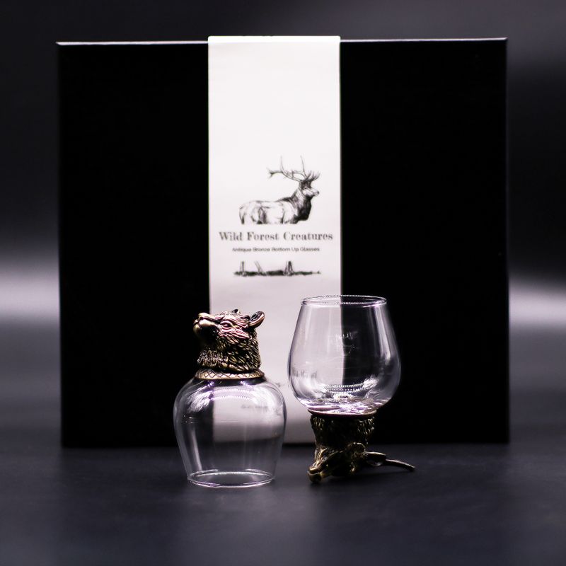 Gift Set of 6 Bottom Up Glasses (100ml) - Wild Forest Creatures