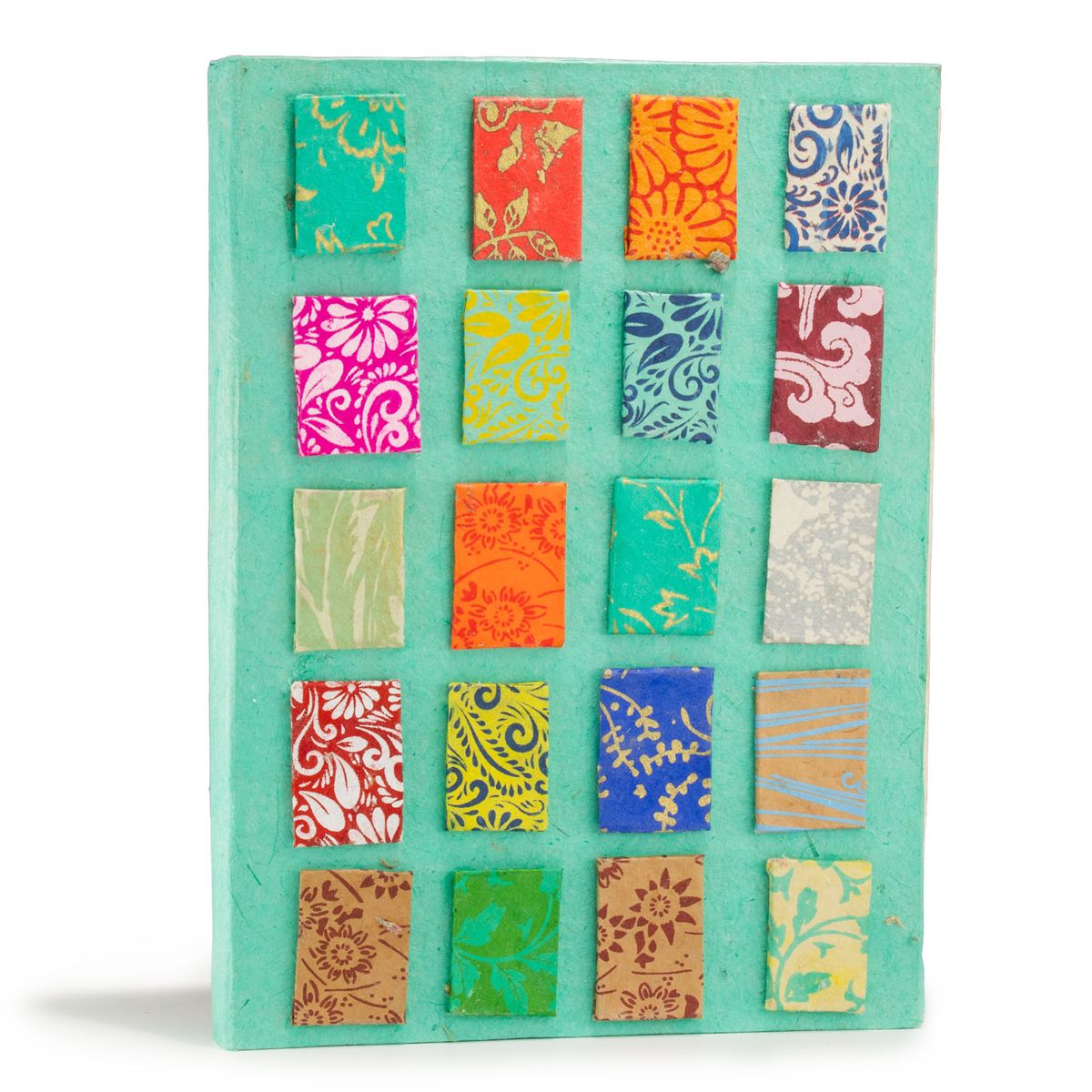 Caderno Lokta Mini Tiles – Grande (21x15 cm) – 45 folhas – Inclui marcador de páginas – Turquesa