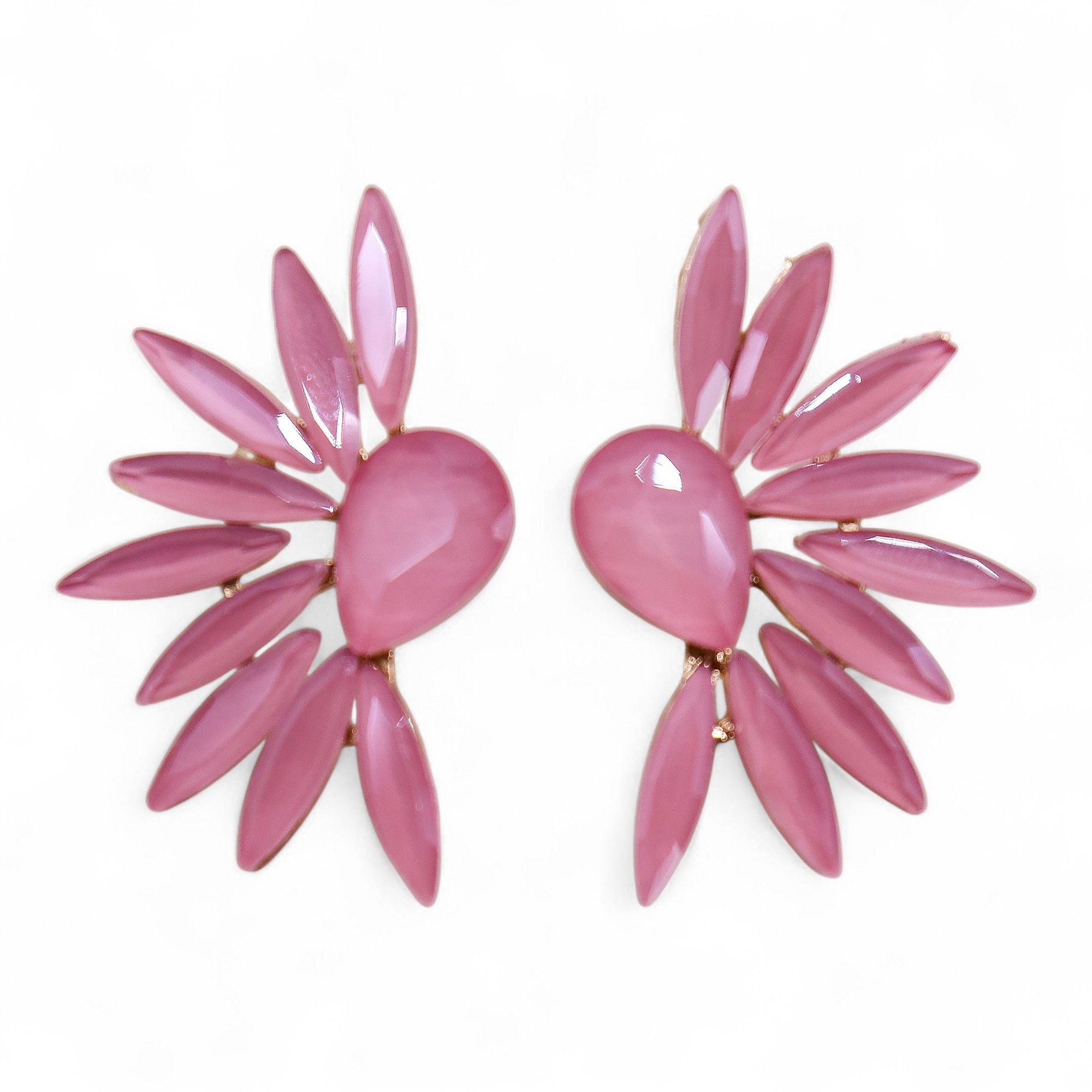 Brincos de Vidro Vintage - Asas de Anjo - Rosa