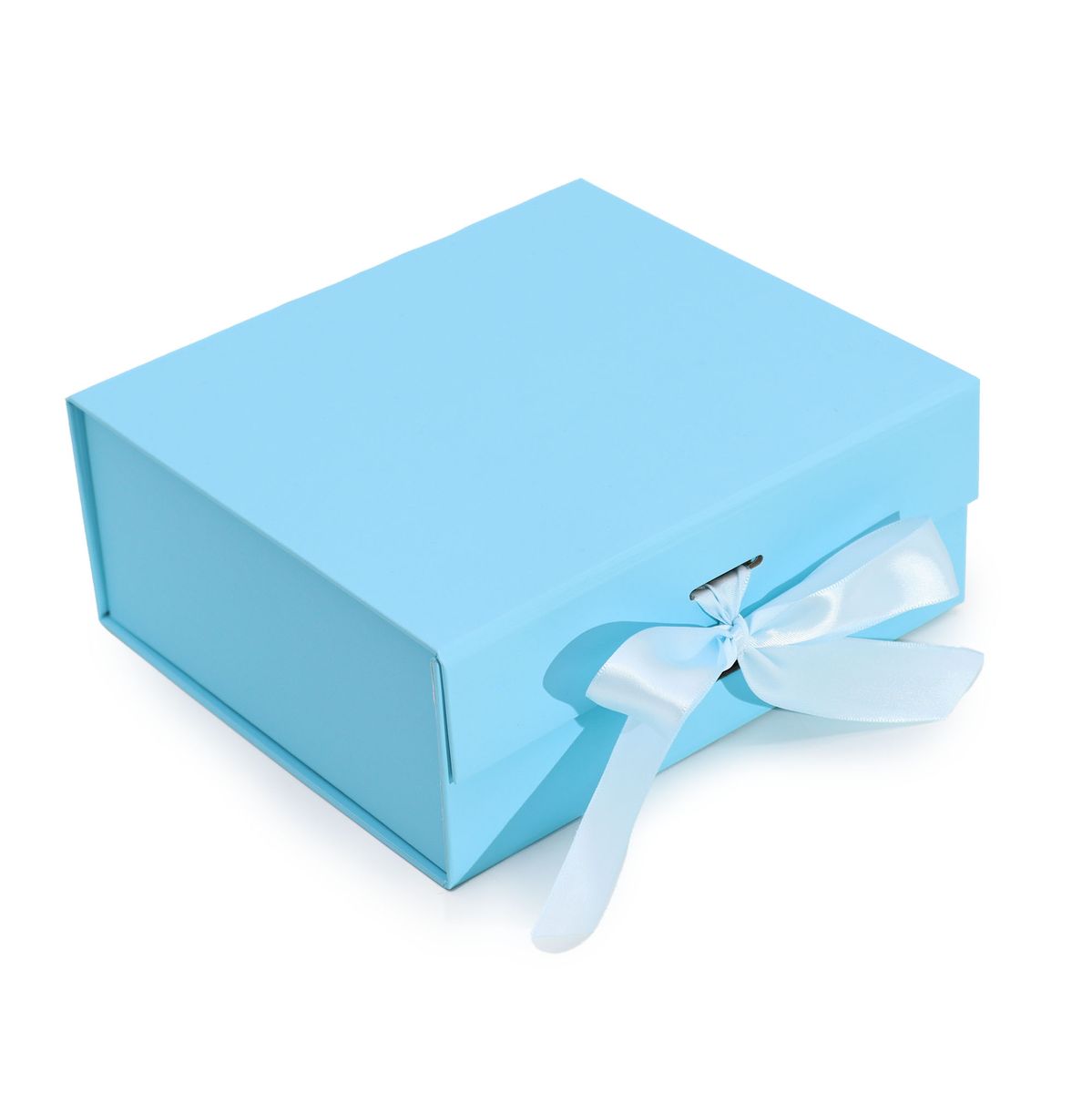 Caixa de presente dobrável com laço 20x18,2x8 cm - Azul Bebé