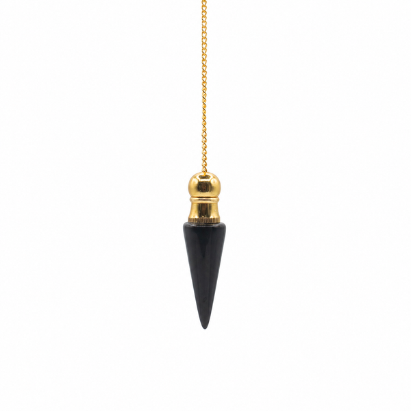 Secret Cavity Discovery of Truth Pendulum - Black Agate - Gold Plated