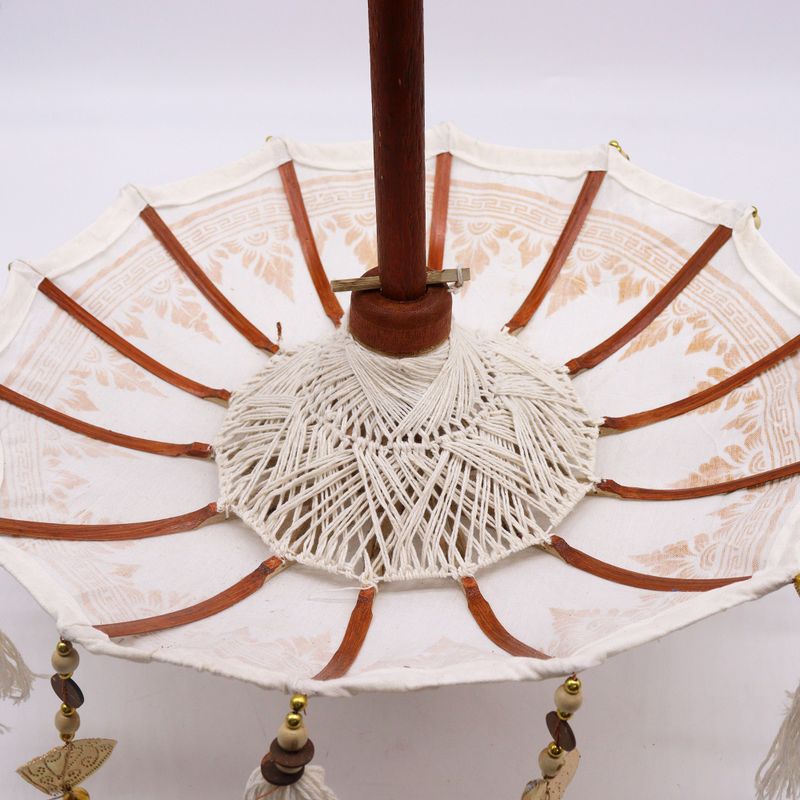 Parasol Bali Decoration Maison - Toile - Décor Doré - 40cm