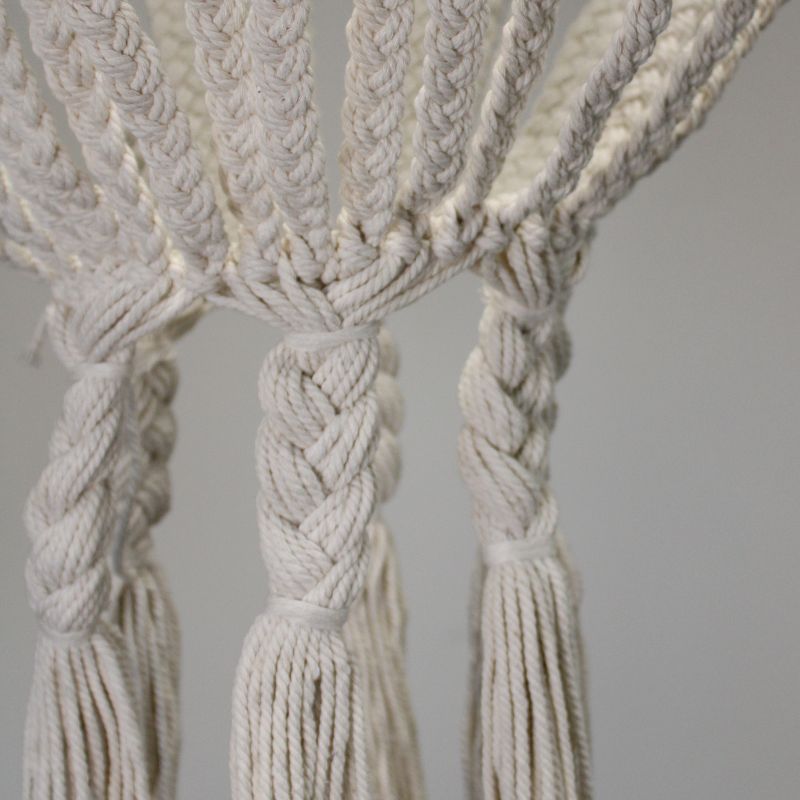 Grand Lustre Pendant en Macramé - Naturel