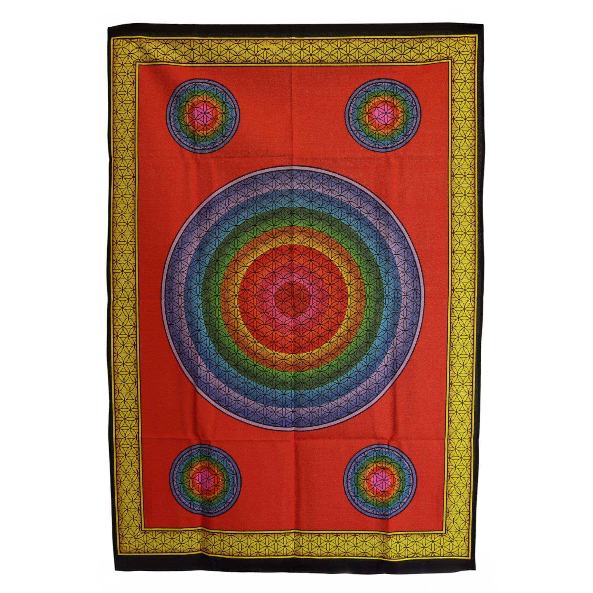 Arte de pared de algodón (70x110 cm) - Cinco Flores de la Vida