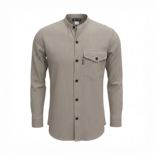 Nomad Sari Grandad Shirt - Piedra Gris - Mediano