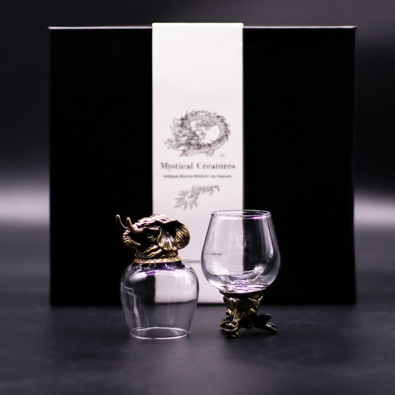 Gift Set of 6 Bottom Up Glasses (100ml) - Mystical Creatures