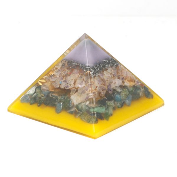 Grande Pyramide d'Orgonite 70cm - Arbre (base dorée)