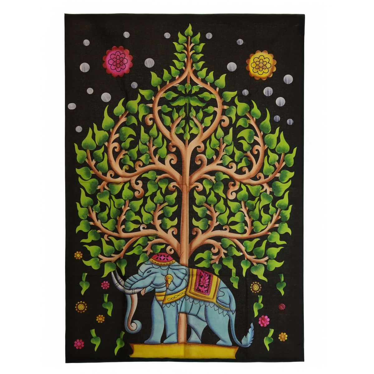 Arte de parede em algodão (70x110 cm) - Elefante e Árvore da Vida
