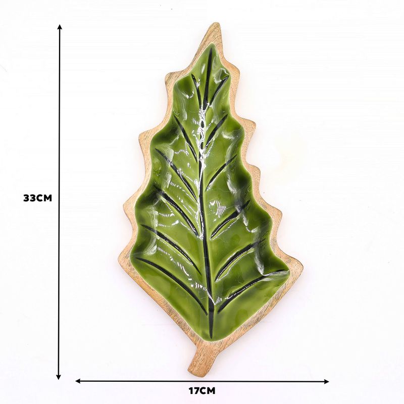 Lost in the Forest -  Enamel Leaf Wooden Bowl