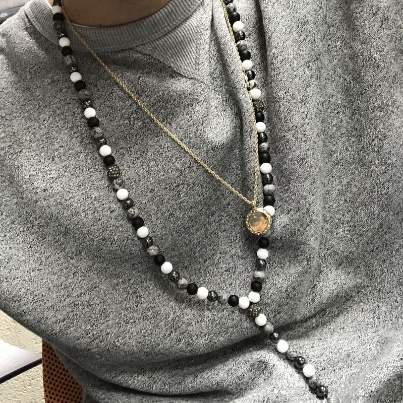 Collier Boho-Chic - Bouddha/ Pierre Noire