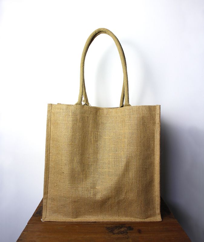 Grand Sac à Main en Jute avec Portes-Bouteilles