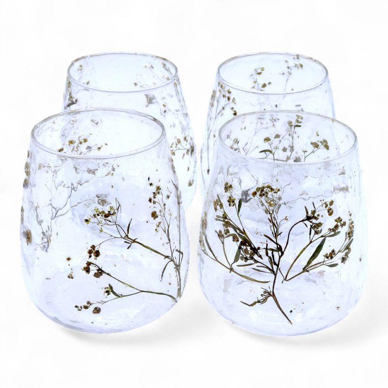 Porte-bougie vase en verre floral – Marguerite – 12x11 cm