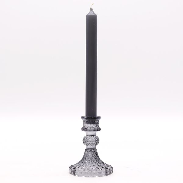 Set of 2 Vintage Dinner Candle Holder - - Midnight Grey