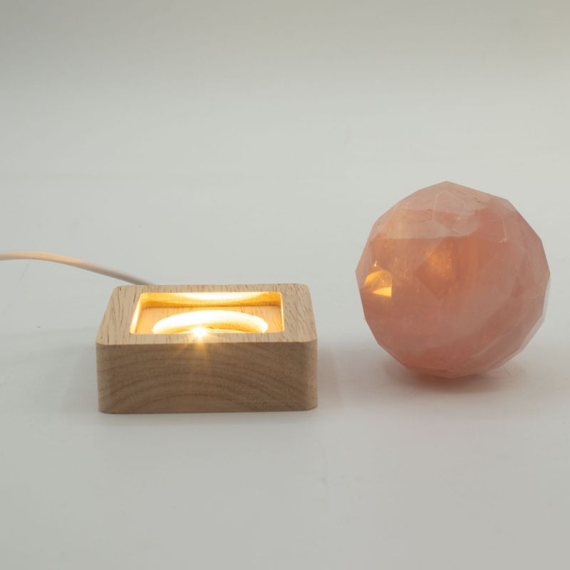 Дерев'яна LED-підставка з USB Квадратна 6 см  - Холодне/Тепле/Денне Світло