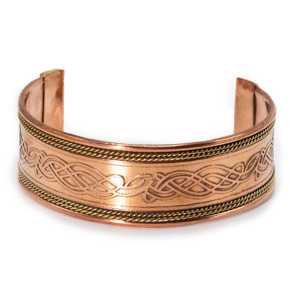 Pulseiras de cobre com banda larga e decoração em latão (sortidas)