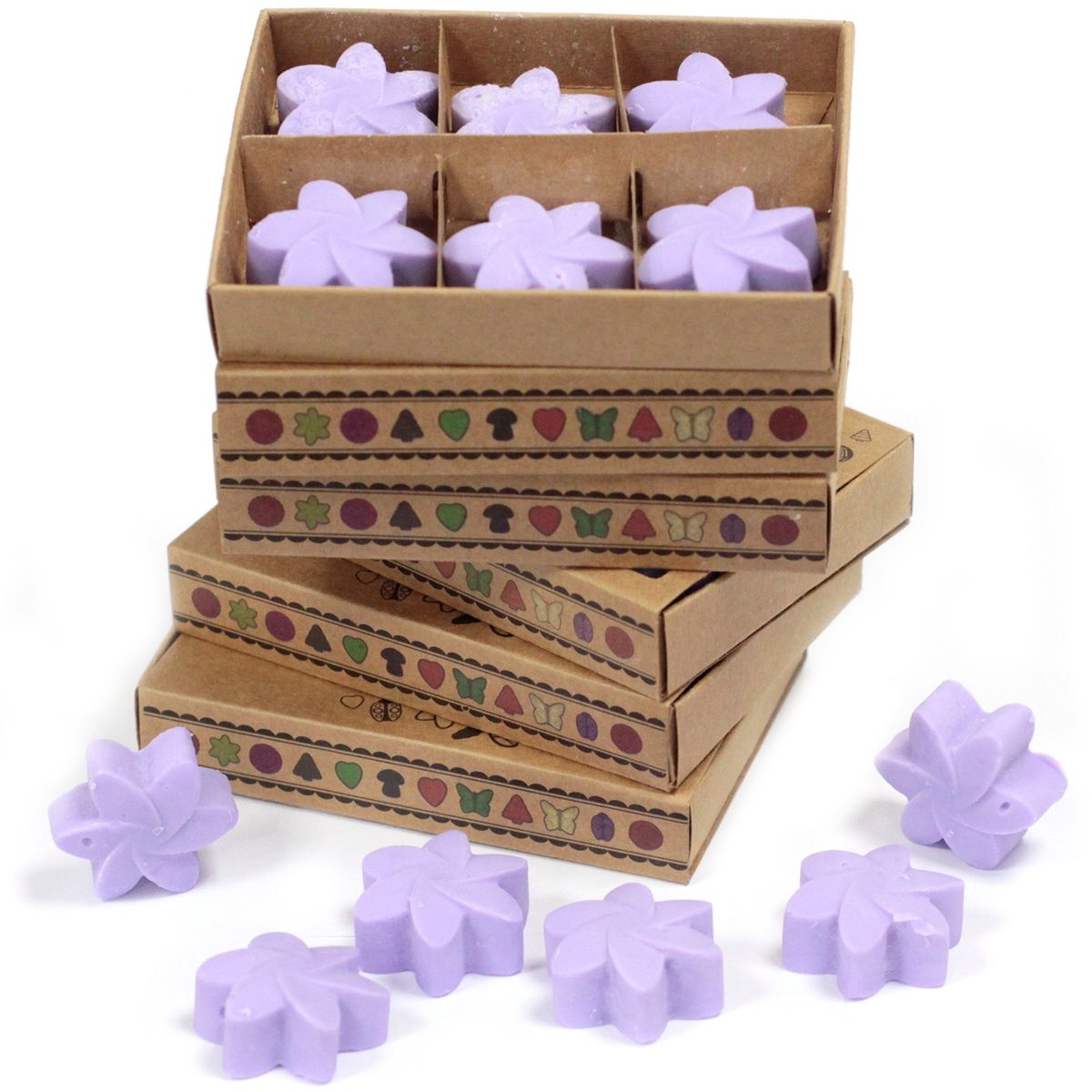 Caixa de 6 velas de soja - Campos de lavanda