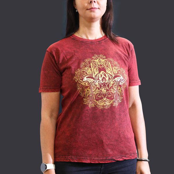 Majica Kratkih Rukava "Stone Washed" (M) – Hamsa – Kestenjasta