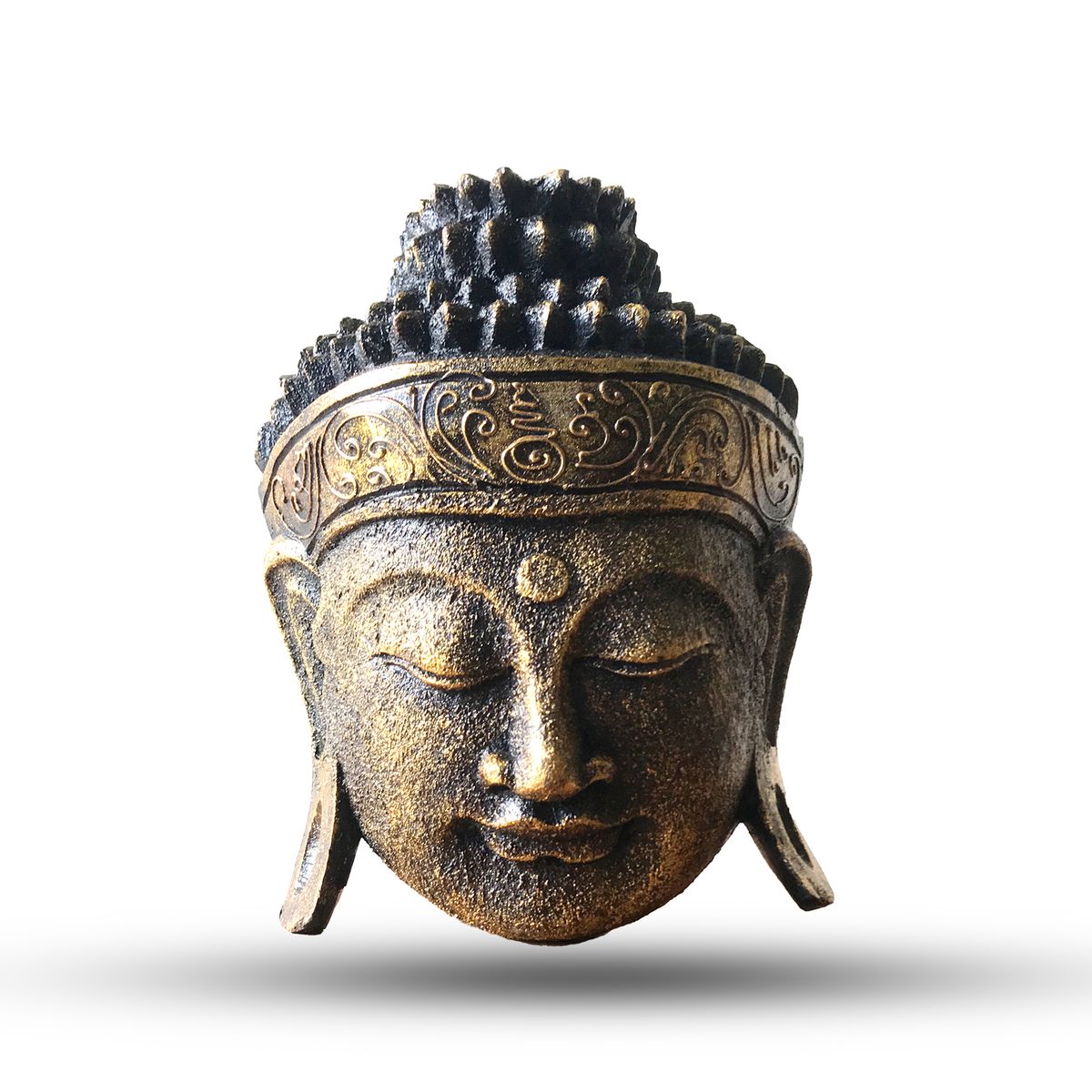 Decoração pro lar Cabeça de Buda - 25 cm - Acabamento dourado brilhante