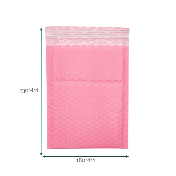 Rosa poly bubbelkuvert (180x230+40mm)