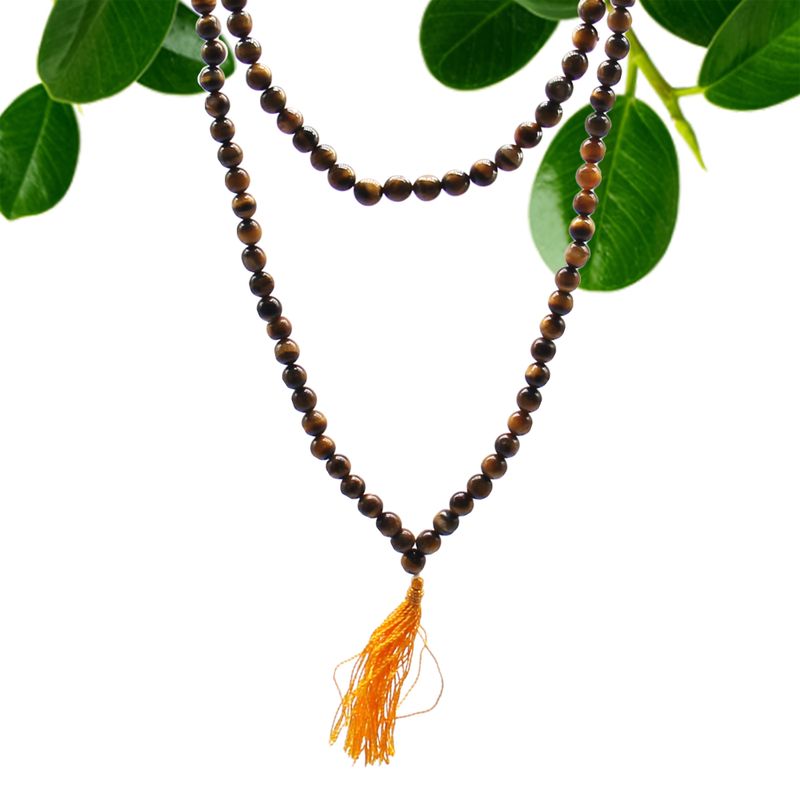 Mala tibétain Mala avec 108 perles - Oeil de tigre