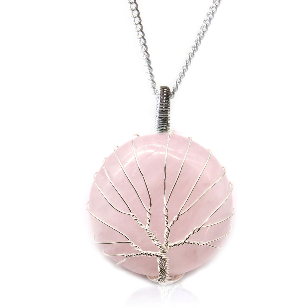 Colar Árvore da Vida - Quartzo Rosa