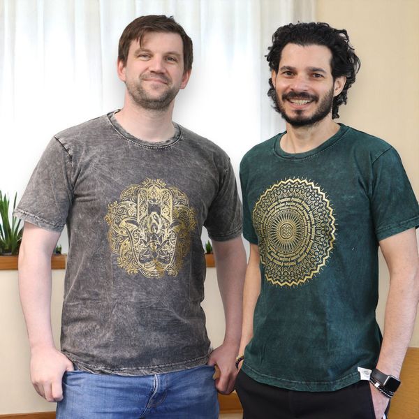 T-shirt Délavé - Hamsa - Gris Foncé (Medium)