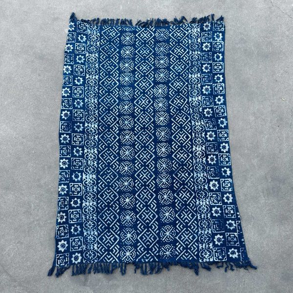 Ръчно изработено индигово покривало - 170x120 см - Desi Stripes