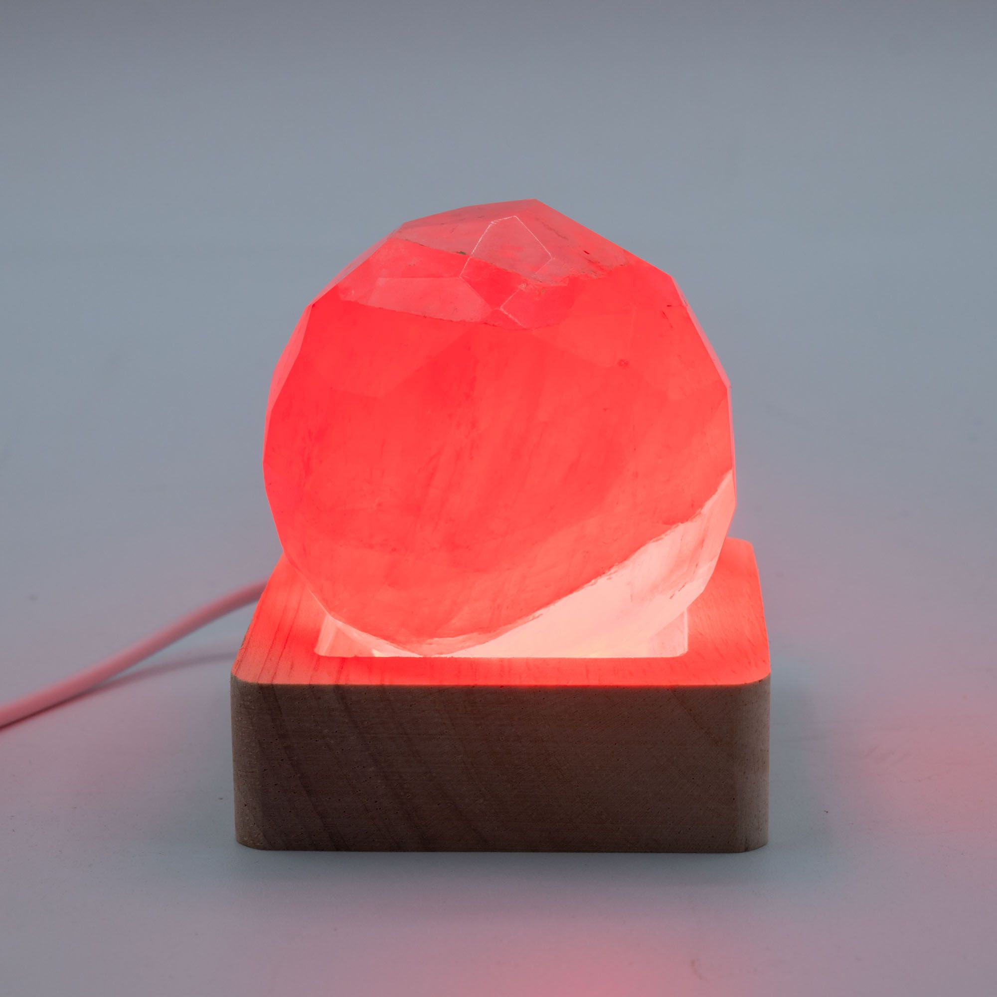 Base USB LED de Madeira Quadrada 6 cm - Multicolorido