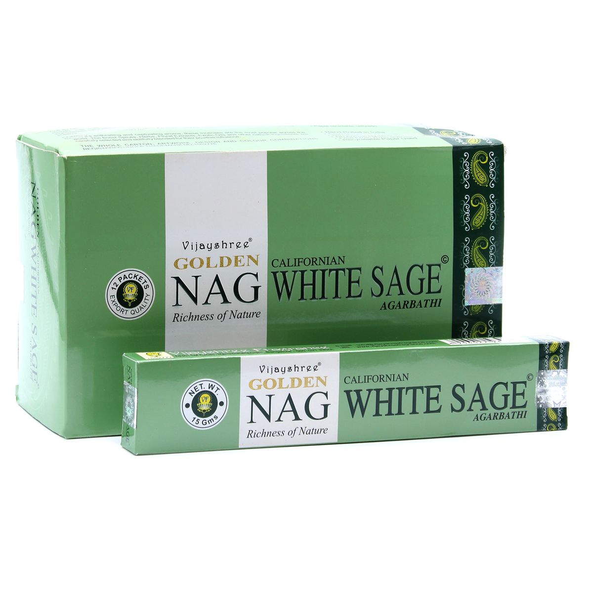 15 g de Incenso Dourado Nag - Sálvia Branca
