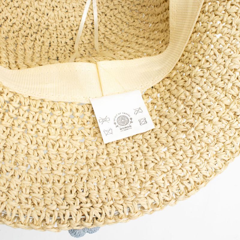 Nomad Sari Floppy Straw Sun Hat - beige och blå blommor