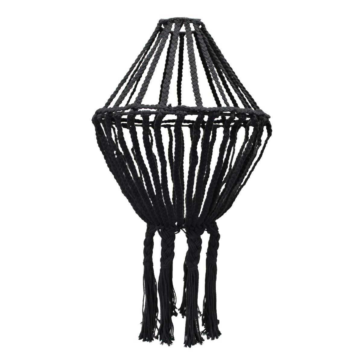 Luminária grande de macramé - Preto