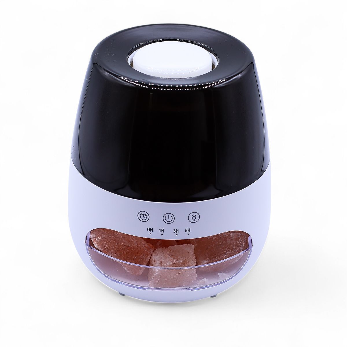 Difusor de aroma com efeito de chama de pedra de sal - USB branco - Mudança de cor e temporizador