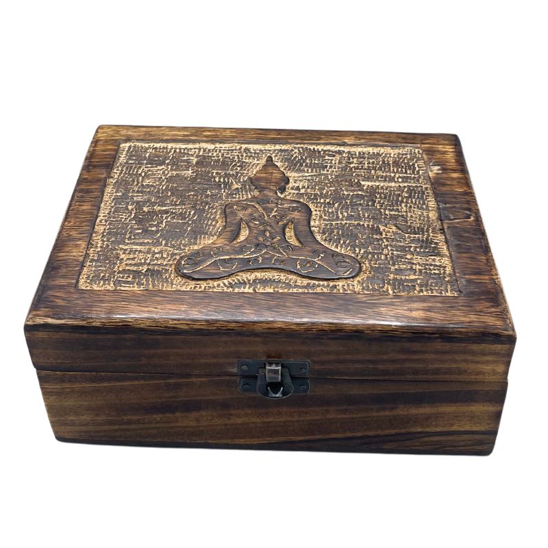 Grande Boîte à Souvenirs en Bois 20x15x7,5 cm - Bouddha