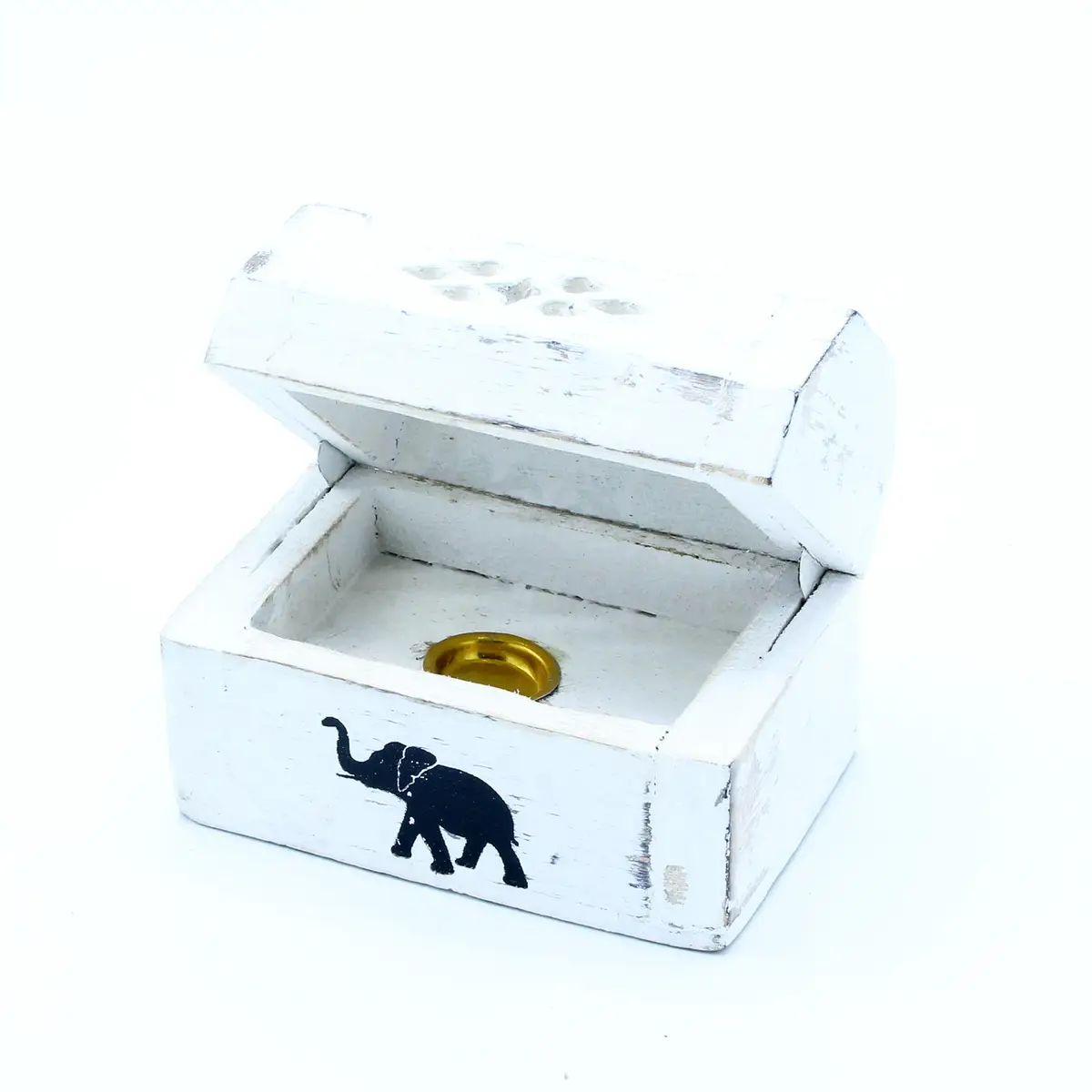 White Washed Incense Holder - Cone Smoke Box 8 cm — Incense · GlowDuty apothecary