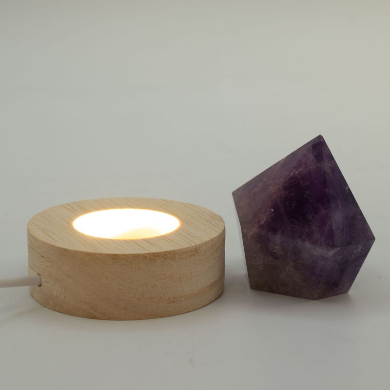 6cm Round Wooden USB LED Stand - Cool/Warm/Daylight